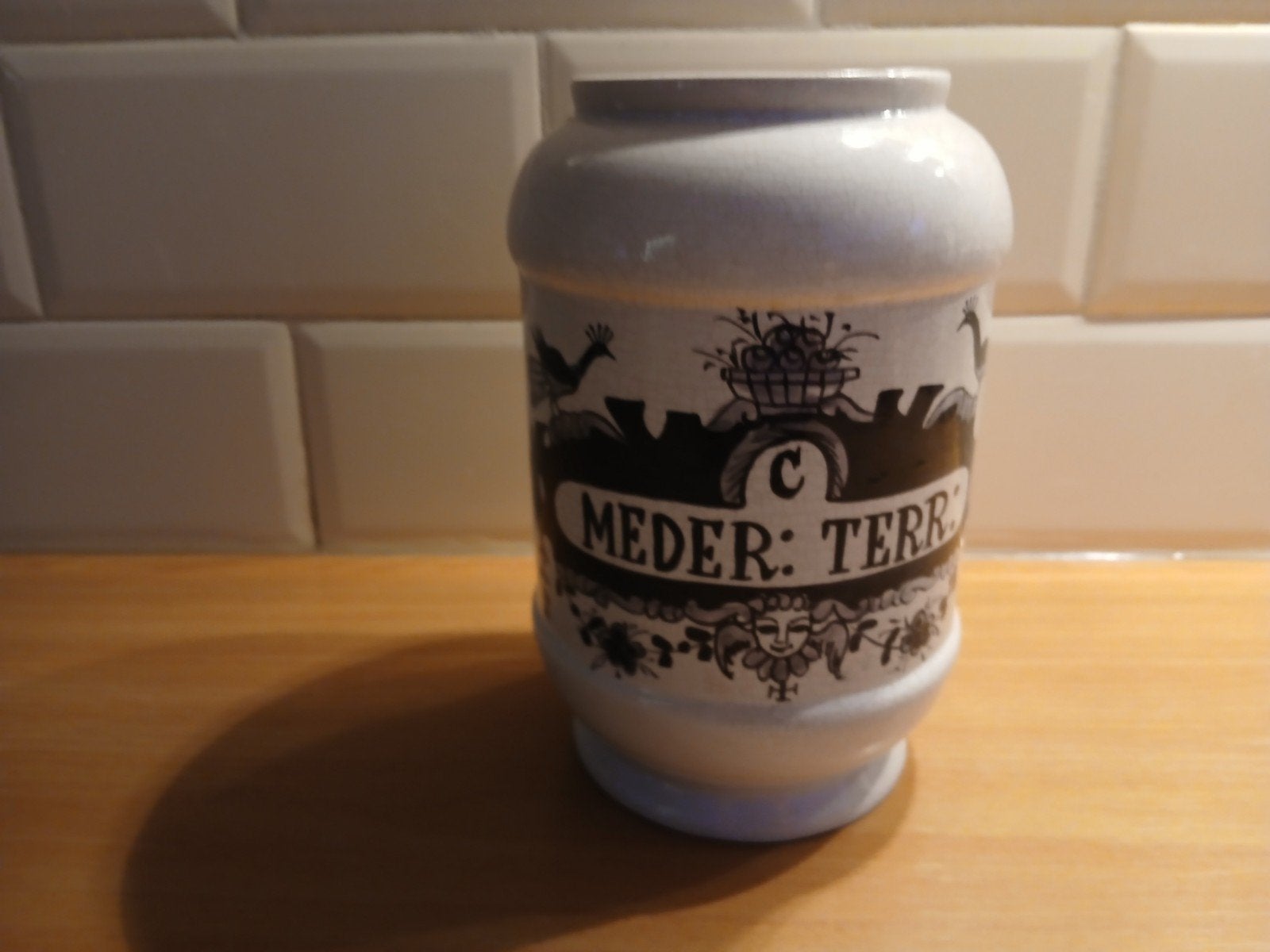 Antieke Apothekerspot 'Meder: Terr' - Delft Blauw Stijl, Antiek en Kunst, Ophalen of Verzenden