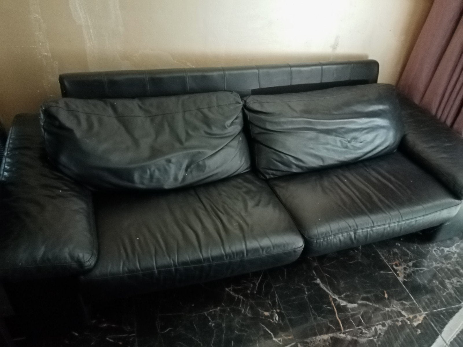 mooie zwart leren bank, Ophalen, 250 tot 300 cm, 125 tot 150 cm, Klassiek