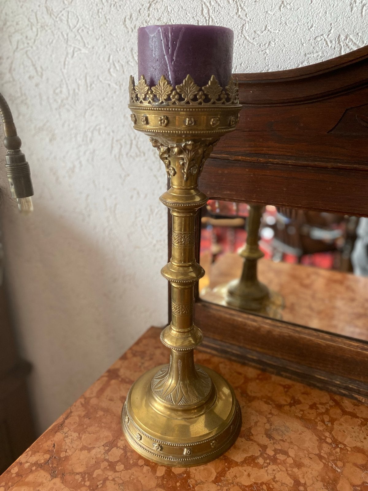 Antieke Kerk Kandelaar - Koper/Brons, Ophalen, Koper of Brons