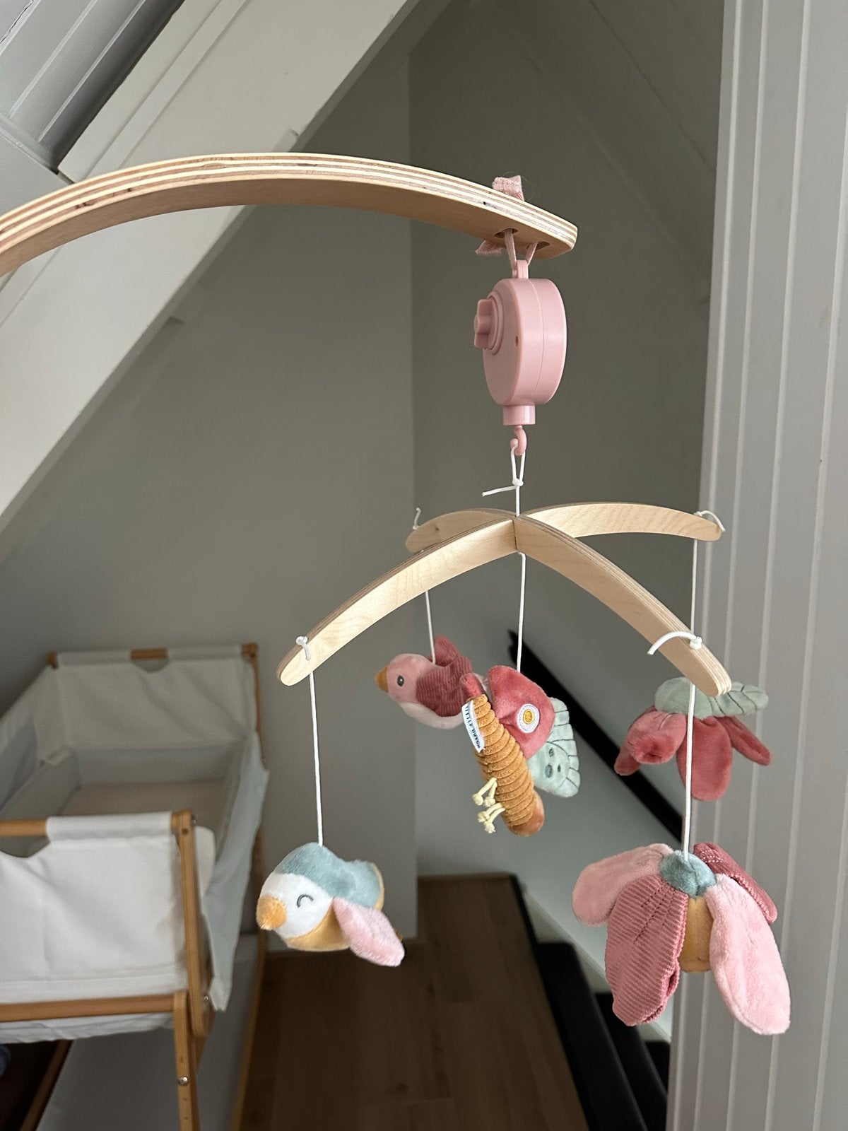 Muziek Mobiel Little Dutch Roze Vogels en Bloemen, Ophalen, Gebruikt, Mobiel, Met geluid