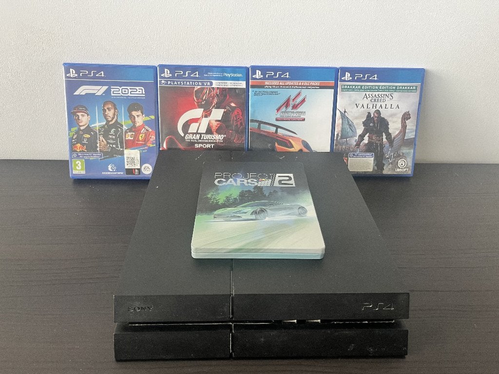 PlayStation 4 1TB + 5 games incl. Project Cars 2 steelbook, Ophalen, Gebruikt, Overige genres, 1 speler