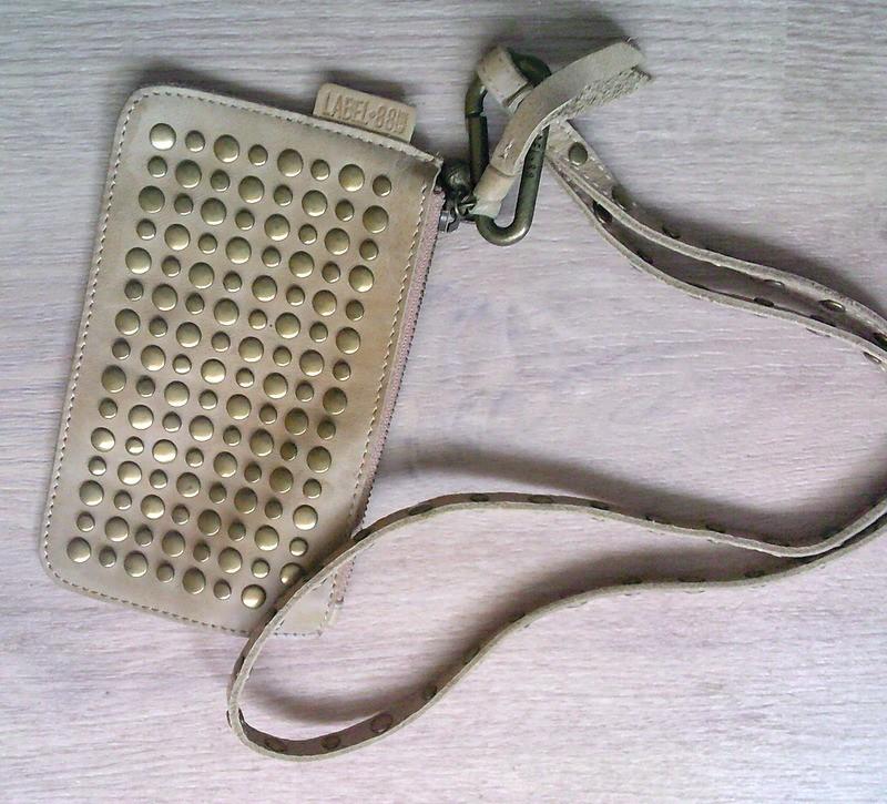 Label 88 ZGAN portemonnee tasje met studs en koord, Verzenden, Zo goed als nieuw, Bruin, Overige typen