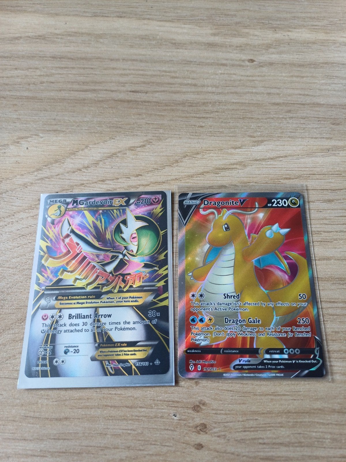 M Gardevoir EX 156/160 & Dragonite V 191/203 Pokémon kaarten, Ophalen of Verzenden, Zo goed als nieuw, Meerdere kaarten, Foil
