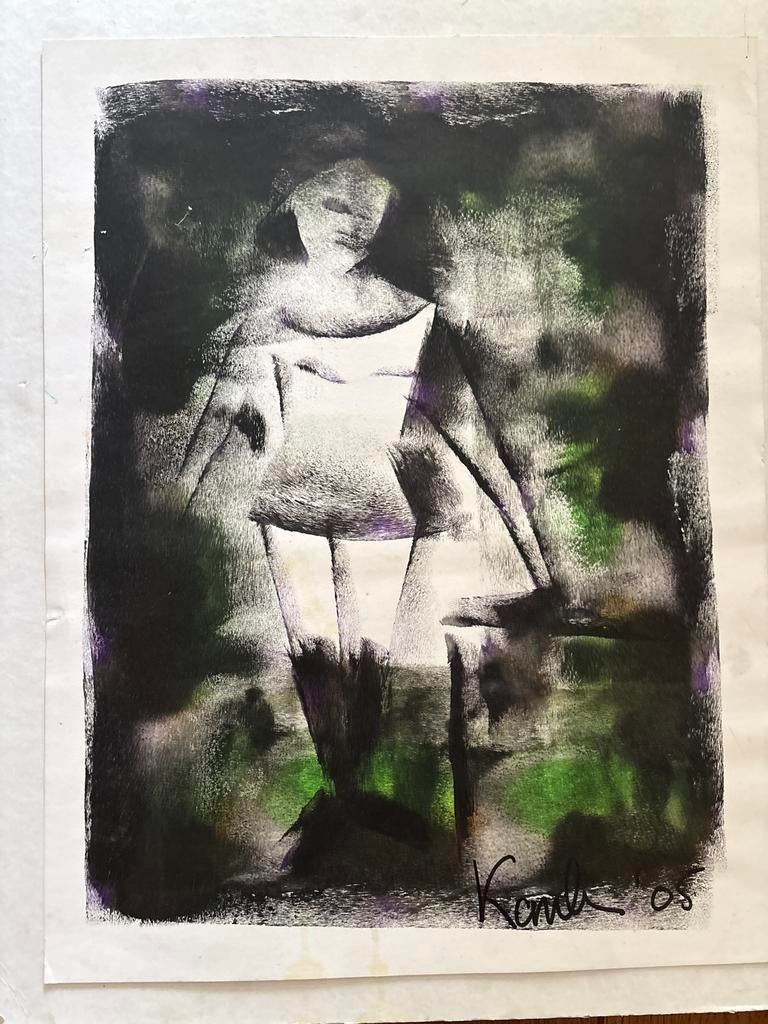 Kanbier - Abstracte figuur (2005) - Monoprint, Antiek en Kunst, Ophalen of Verzenden