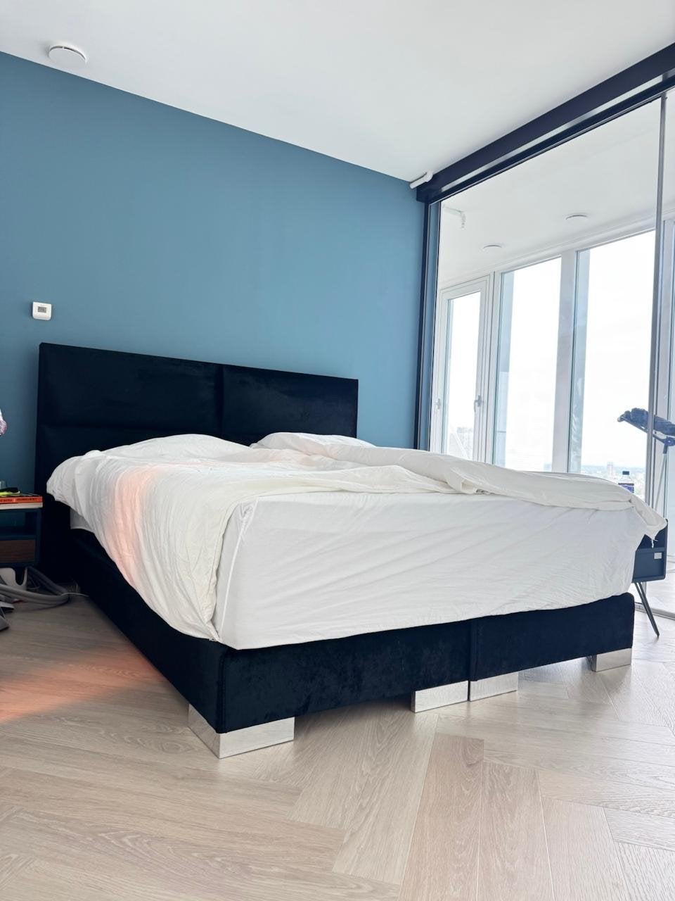 Serta Luxe Boxspring Tweepersoonsbed - Zwart fluweel, Ophalen, Zwart, Tweepersoons, Zo goed als nieuw