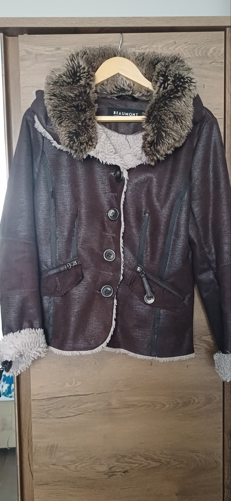 Beaumont warm Bruin, bont jasje Mt 38, Ophalen of Verzenden, Gedragen, Bruin
