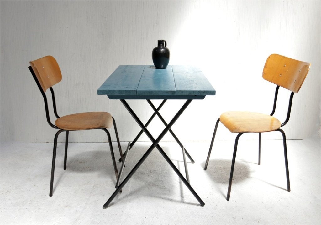 Franse stijl klaptafels bistrotafels terrastafels vaalblauw, Ophalen