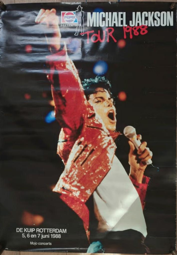 Michael Jackson BAD World Tour poster 1988 De Kuip Rotterdam, Gebruikt, Ophalen of Verzenden, 75 tot 100 cm, Foto of Poster