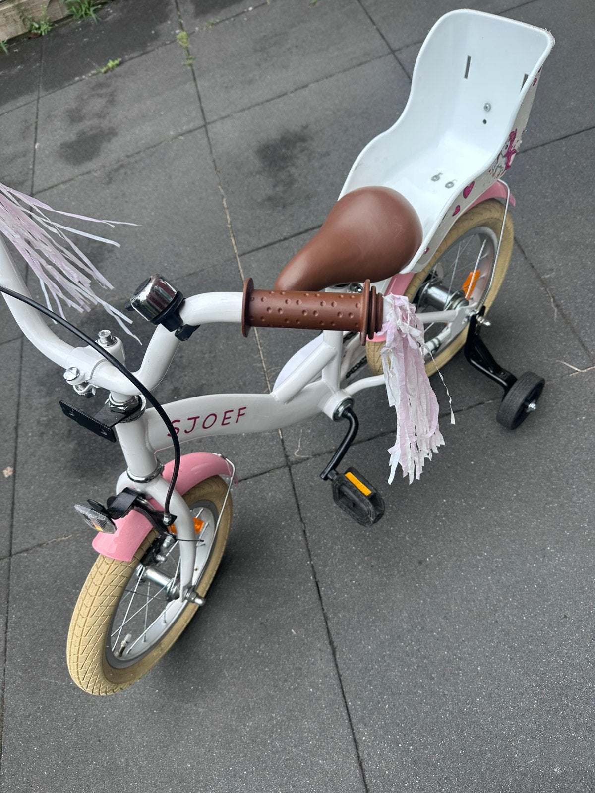 Sjoef kinderfiets 14 inch, Ophalen, Gebruikt, Minder dan 16 inch, Zijwieltjes
