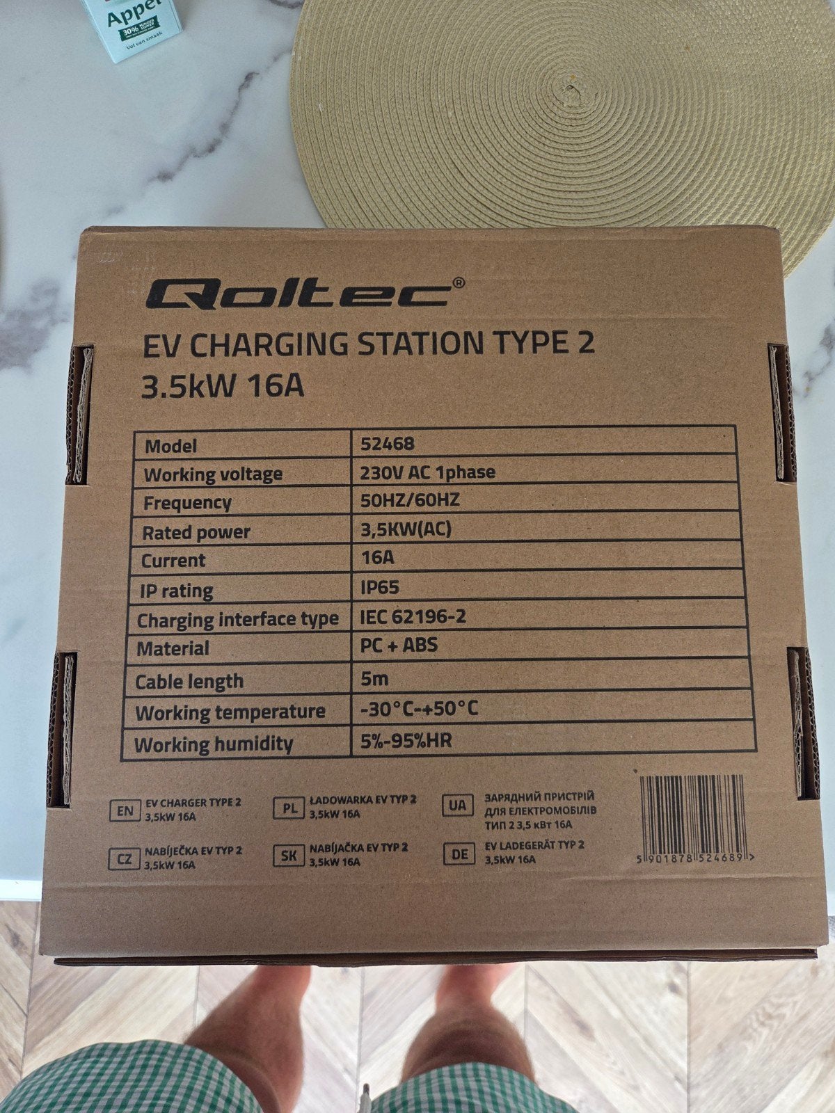 Qoltec EV Laadstation Type 2 3.5kW 16A - Nieuw, Ophalen of Verzenden, Nieuw, Universele onderdelen
