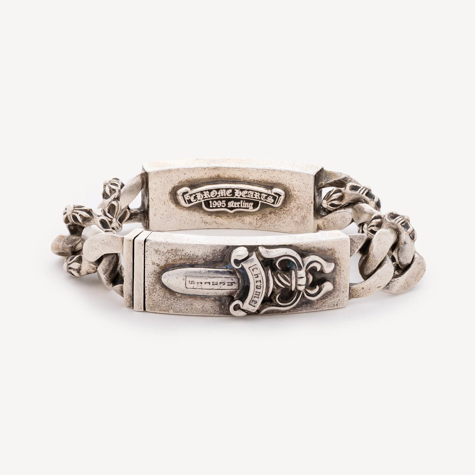 Chrome Hearts Fancy Link ID Bracelet with Dagger, Verzenden, Gebruikt, Zilver
