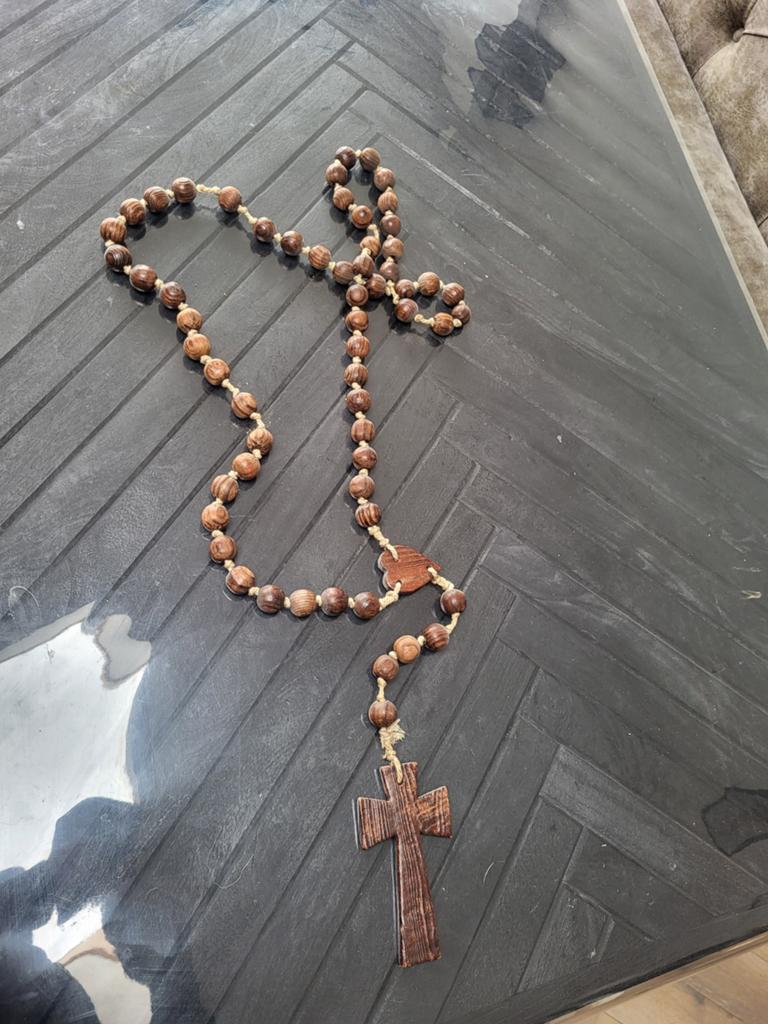 Oude Grote Houten Rozenkrans Ketting, Antiek en Kunst, Antiek | Religie, Ophalen of Verzenden