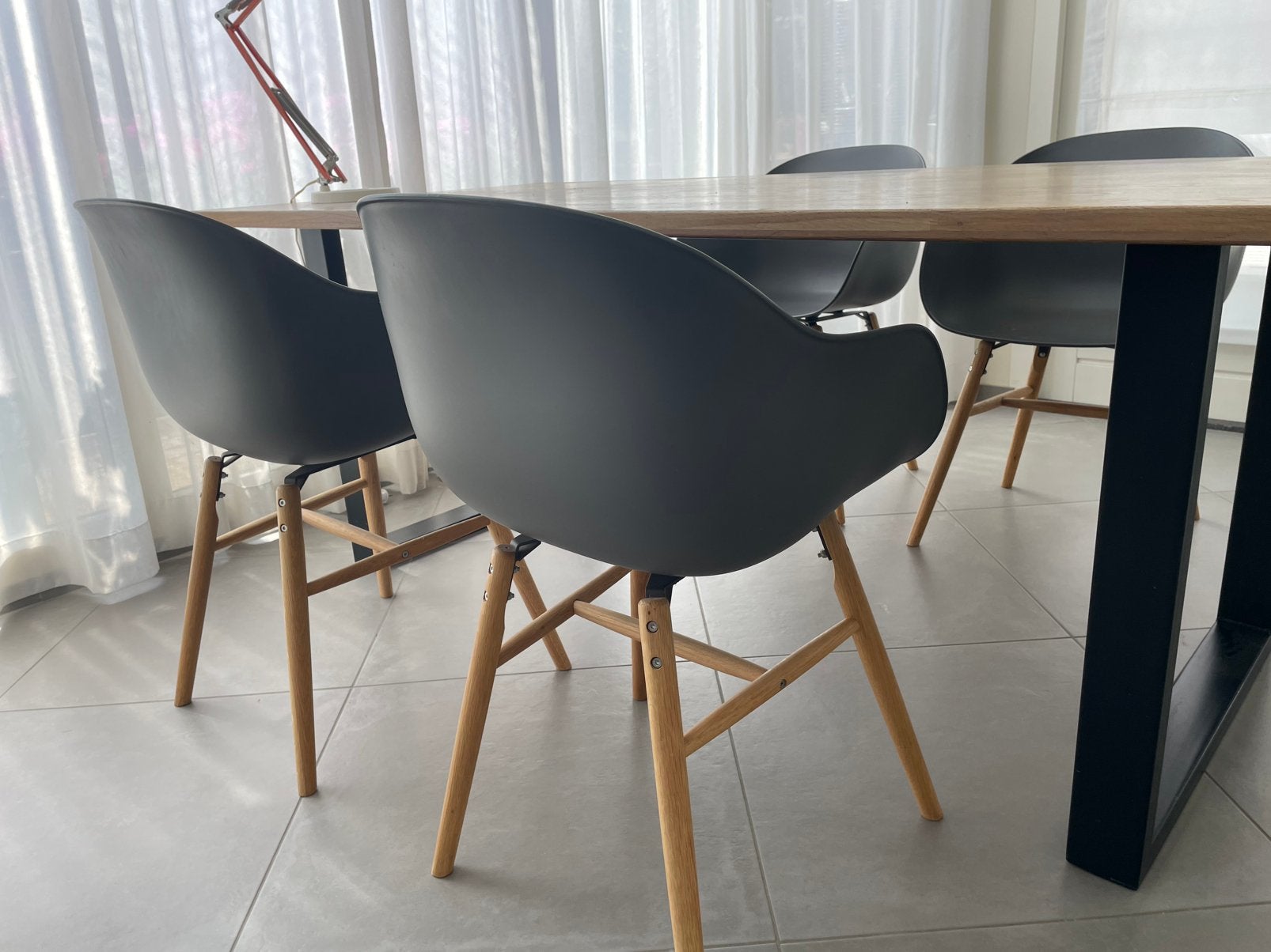 Eetlamer stoelen, antraciet, Gebruikt, Vier, Ophalen, Hout