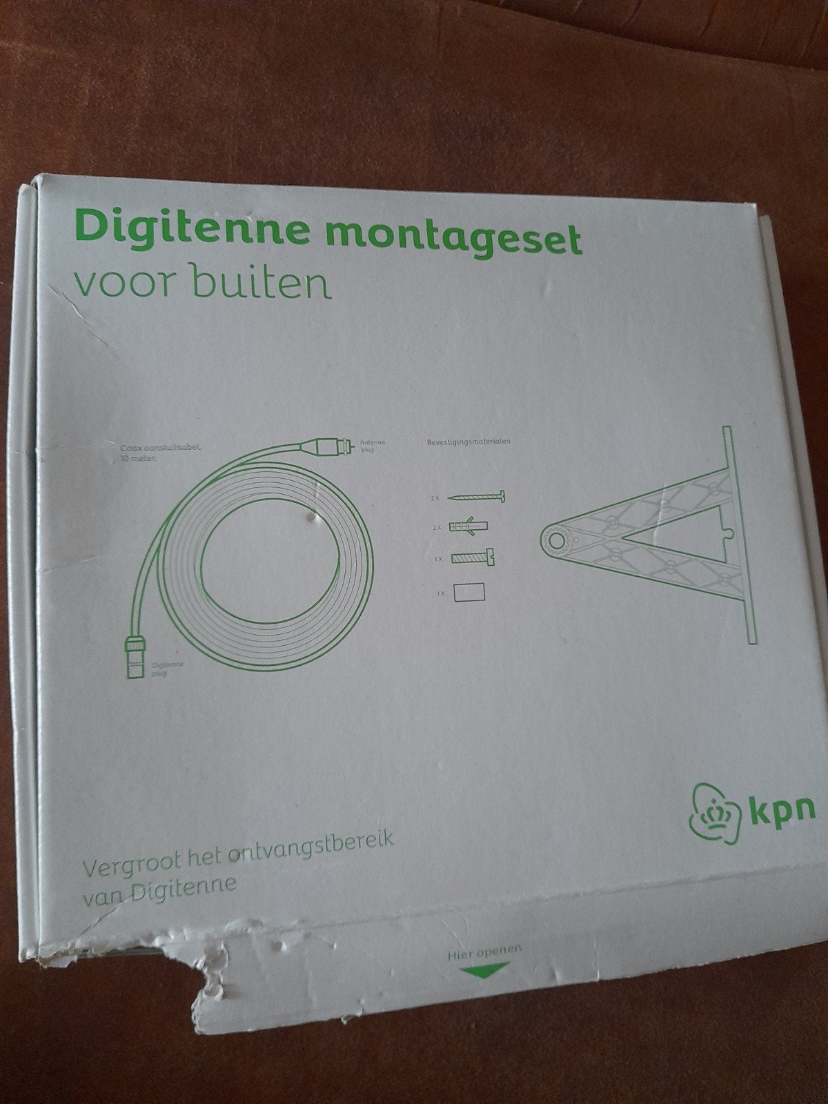 KPN Digitenne Montageset voor buiten - 10m coaxkabel, Ophalen of Verzenden, Nieuw, 10 meter of meer, Coaxiale kabel