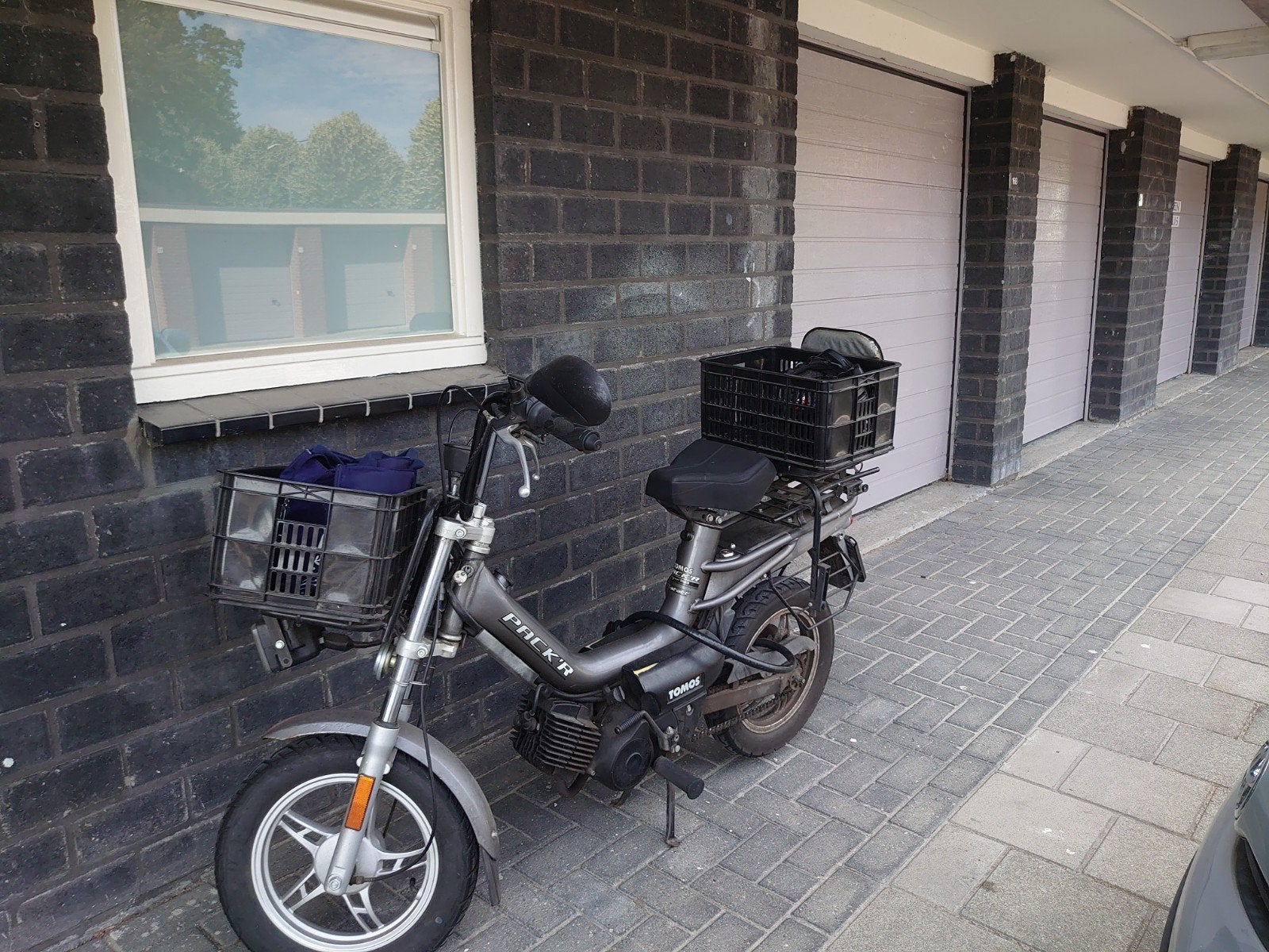 Tomos Pack-r met blauw keteken, Fietsen en Brommers, Brommers | Tomos, Ophalen, Gebruikt, Standard, Maximaal 25 km/u