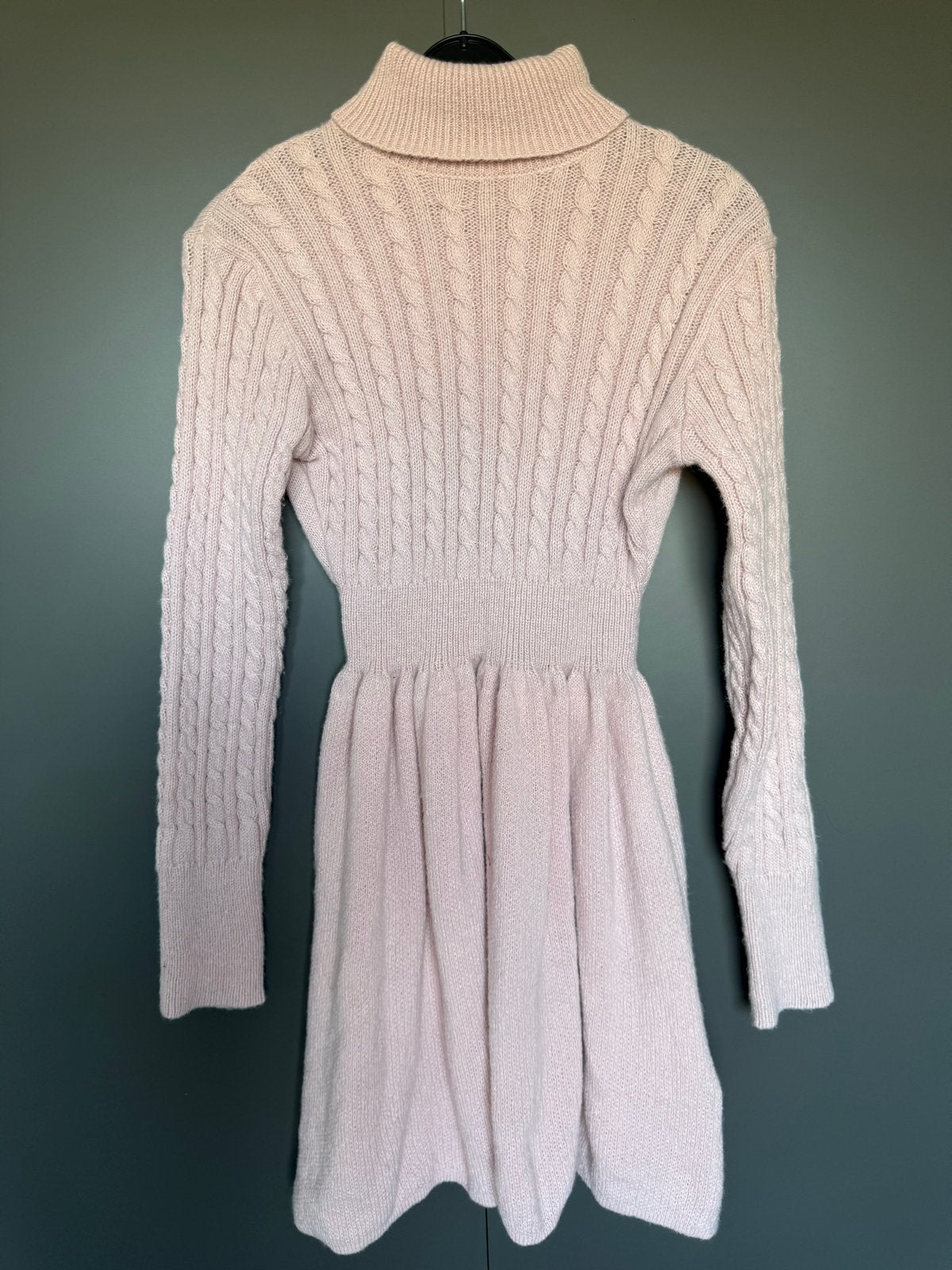 Roze gebreide jurk met col - Maat S/M, Kleding | Dames, Ophalen of Verzenden, Zo goed als nieuw, Roze, Maat 36 (S)