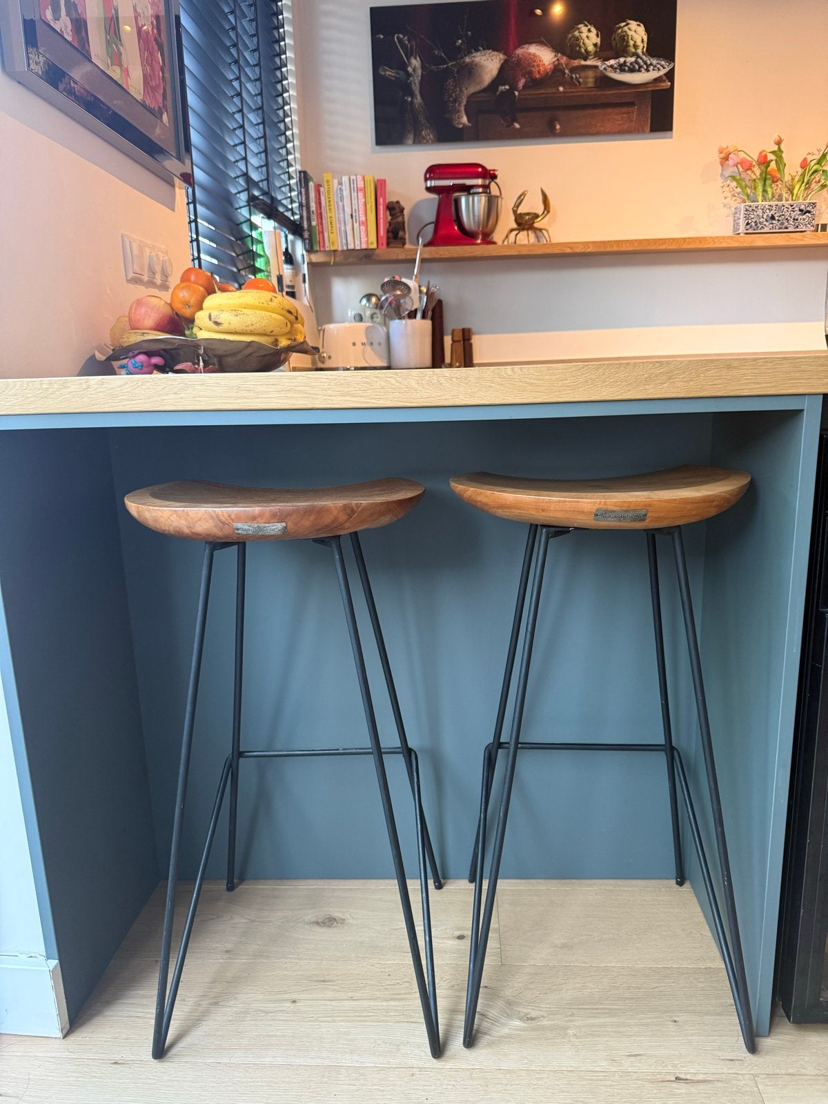Set van 2 barkrukken met 77cm zithoogte, Gebruikt, 60 tot 90 cm, Ophalen of Verzenden, Hout