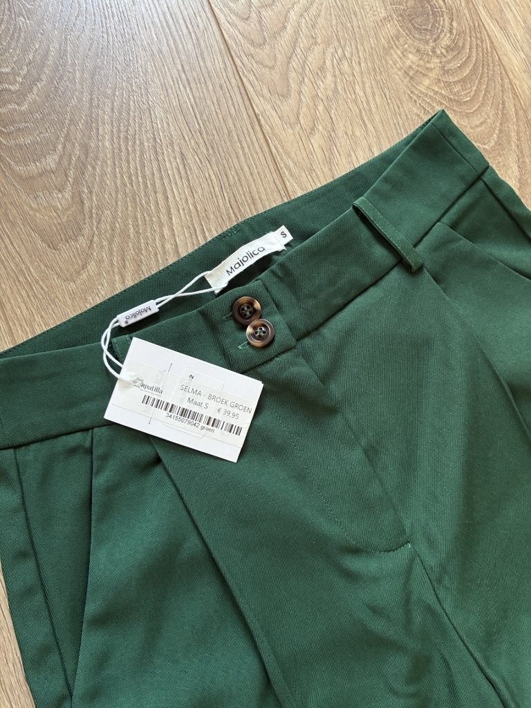 Majolica pantalon/broek S donker groen, Kleding | Dames, Nieuw, Maat 36 (S), Lang, Groen