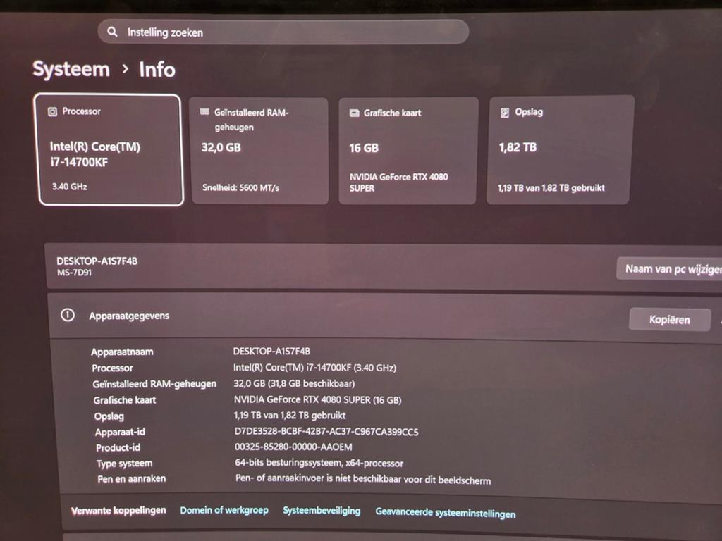 Krachtige Gaming PC: i7-14700KF, RTX 4080 SUPER, 32GB RAM, Ophalen, 32 GB, Zo goed als nieuw, Gaming