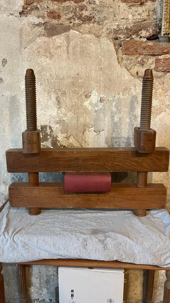 Antieke houten boekpers / bindpers / blokpers, Antiek en Kunst, Ophalen of Verzenden