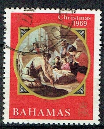Bahamas 1969 Kerst schilderij, Verzenden, Gestempeld, Overige thema's