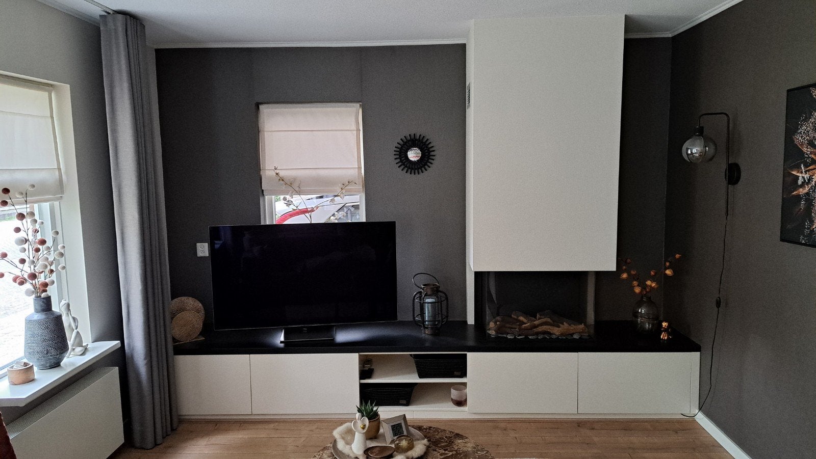 Moderne gashaard met ombouw en tv-meubel, Ophalen, Gebruikt, Inzethaard, Gashaard
