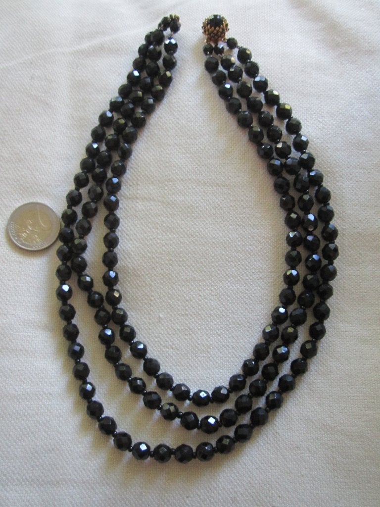 5.   Schitterende oude ketting,  French jet,   46 cm, Ophalen, Overige materialen, Ketting