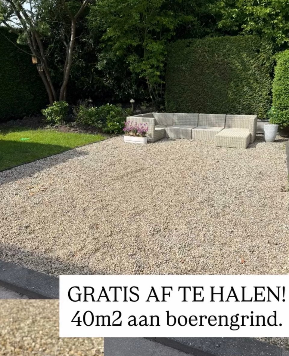 GRATIS BOERENGRIND!! 40m2!!, Tuin en Terras, Grind, Keien en Split, Ophalen, Zo goed als nieuw, Beige, Grind