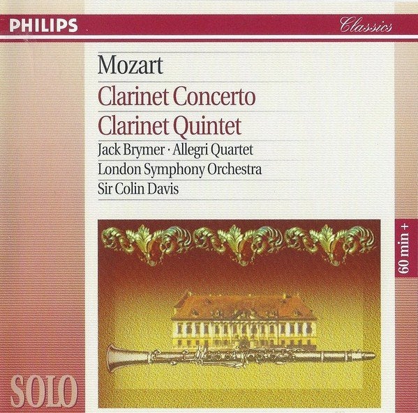 MOZART Clarinet concerto CD BRYMER DAVIS LSO PHILIPS SOLO, Cd's en Dvd's, Cd's | Klassiek, Ophalen of Verzenden, Classicisme, Zo goed als nieuw