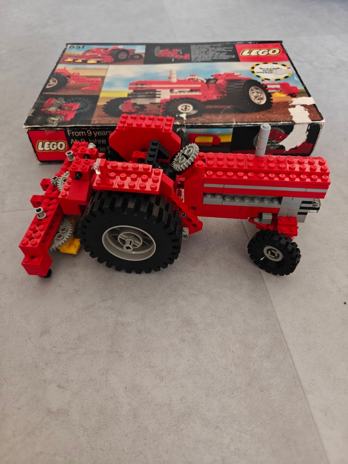 Vintage LEGO Technic 851 Tractor (1977) met doos en boekje, Compleet, Gebruikt, Lego, Ophalen of Verzenden