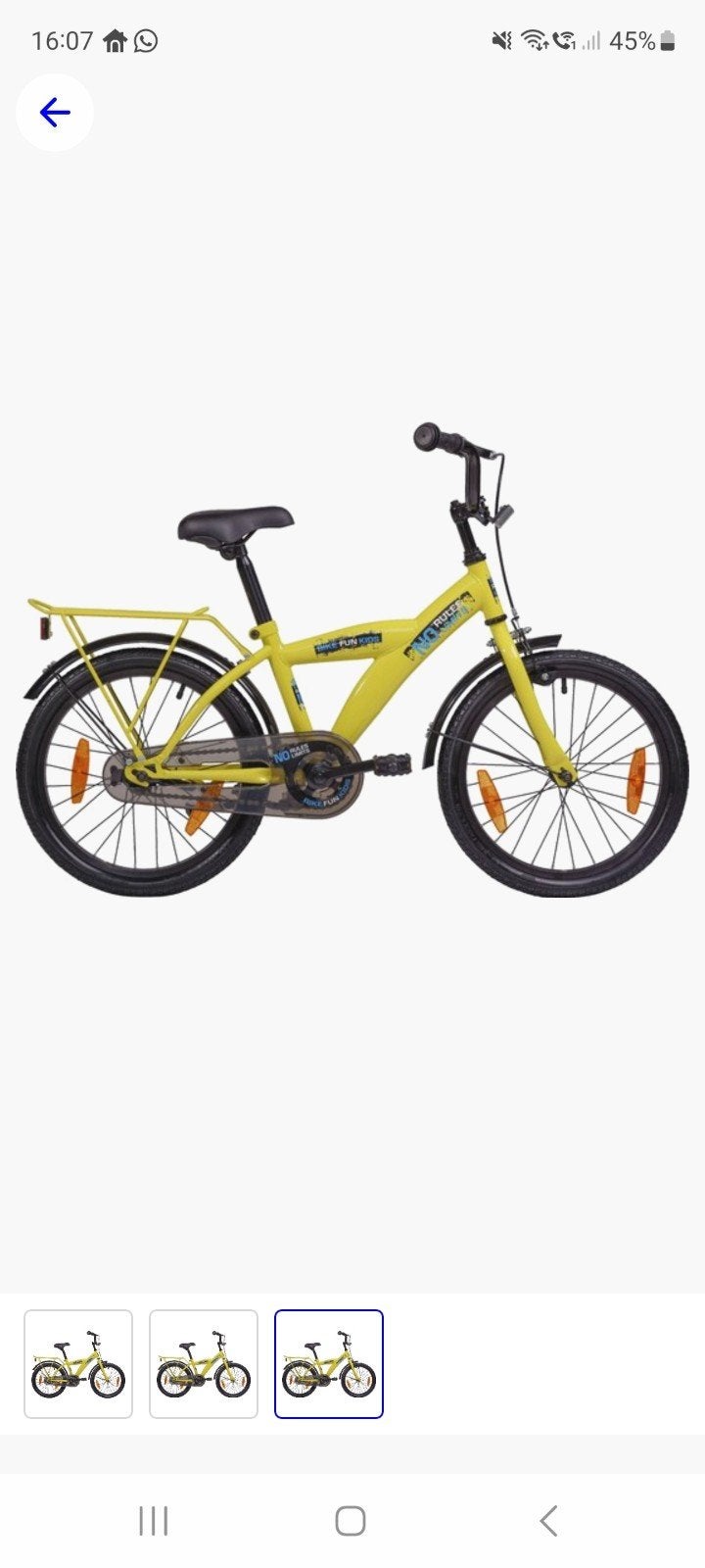 Gele kinderfiets 20 inch - Zo goed als nieuw, Fietsen en Brommers, Fietsen | Kinderfietsjes, Ophalen of Verzenden, Zo goed als nieuw