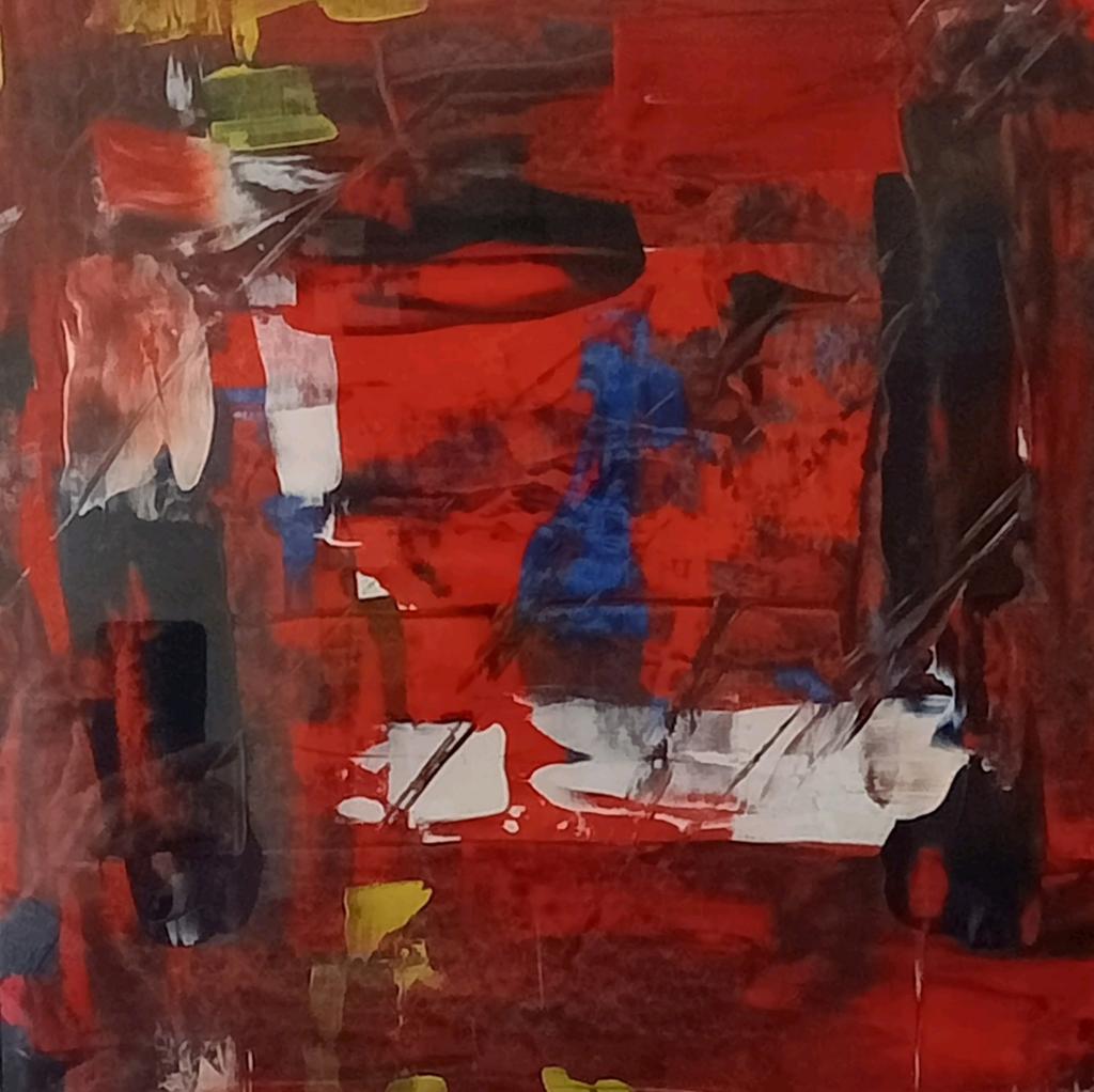 Gouache olieverf abstracte compositie, Antiek en Kunst, Kunst | Schilderijen | Abstract, Ophalen of Verzenden