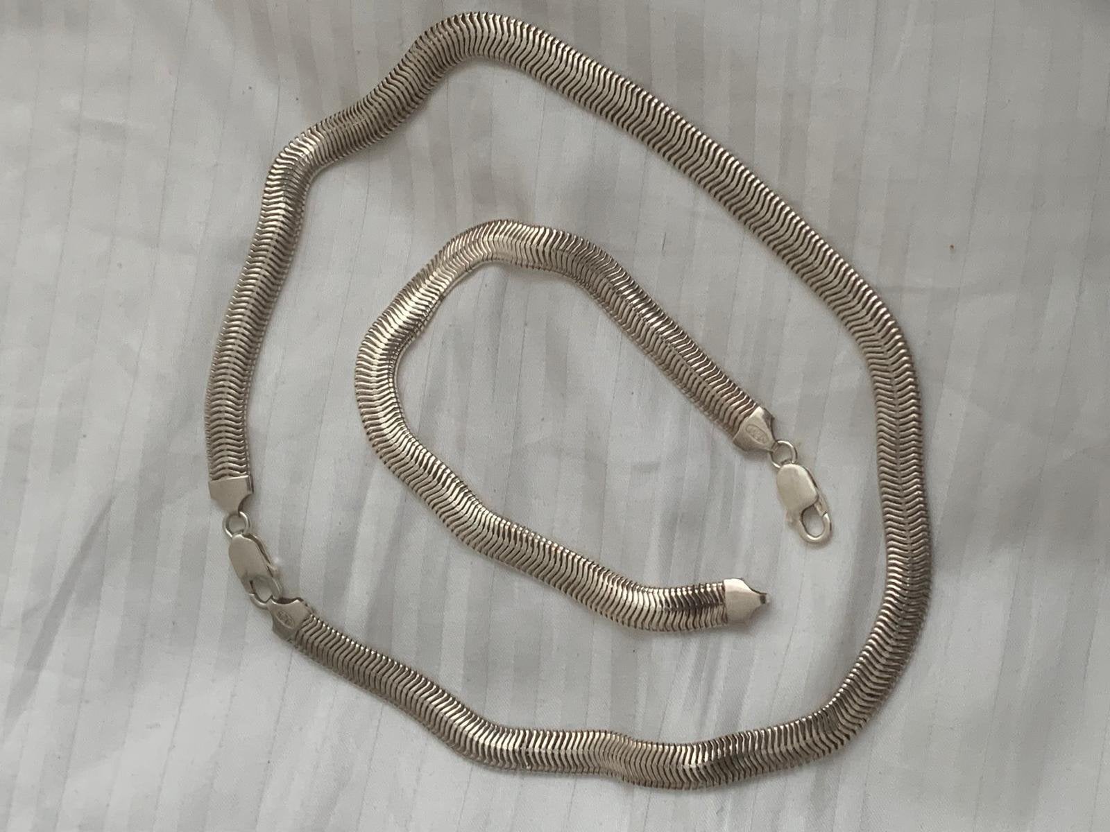 Zilver setje ketting met armband 925, Sieraden, Tassen en Uiterlijk, Kettingen, Ophalen of Verzenden, Zo goed als nieuw, Zilver
