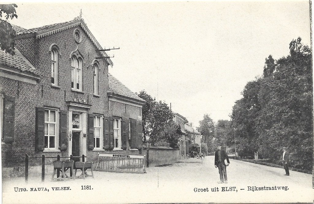 Elst;  Groet uit Elst met Hotel De Harmonie _ Rijksstraatweg, Verzenden, Voor 1920, Ongelopen, Gelderland