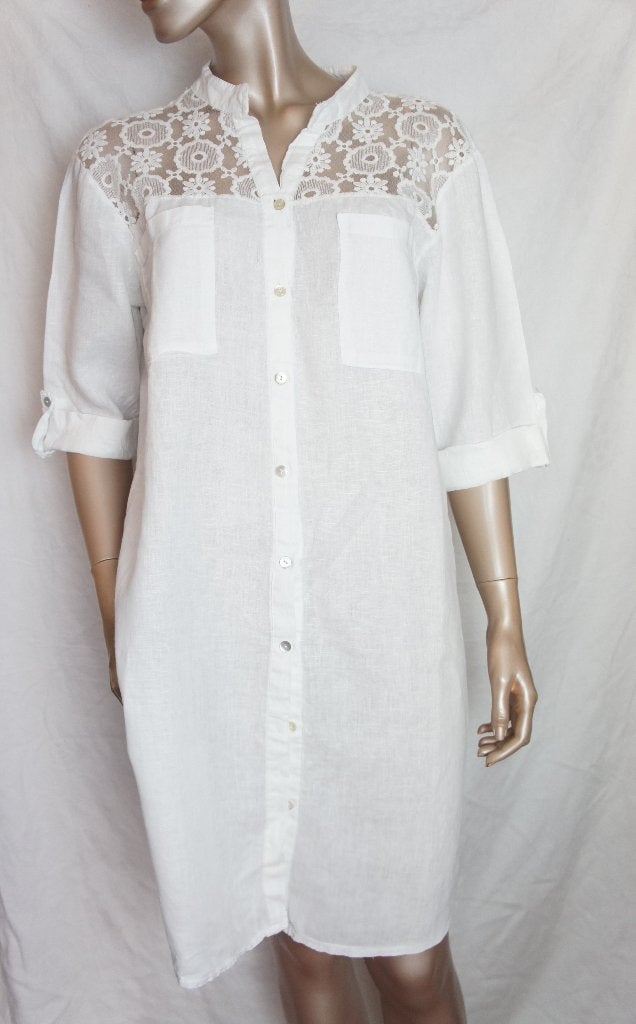 M&G tuniek maat 42 LINEN, Kleding | Dames, Blouses en Tunieken, Verzenden, Zo goed als nieuw, Maat 42/44 (L), Wit