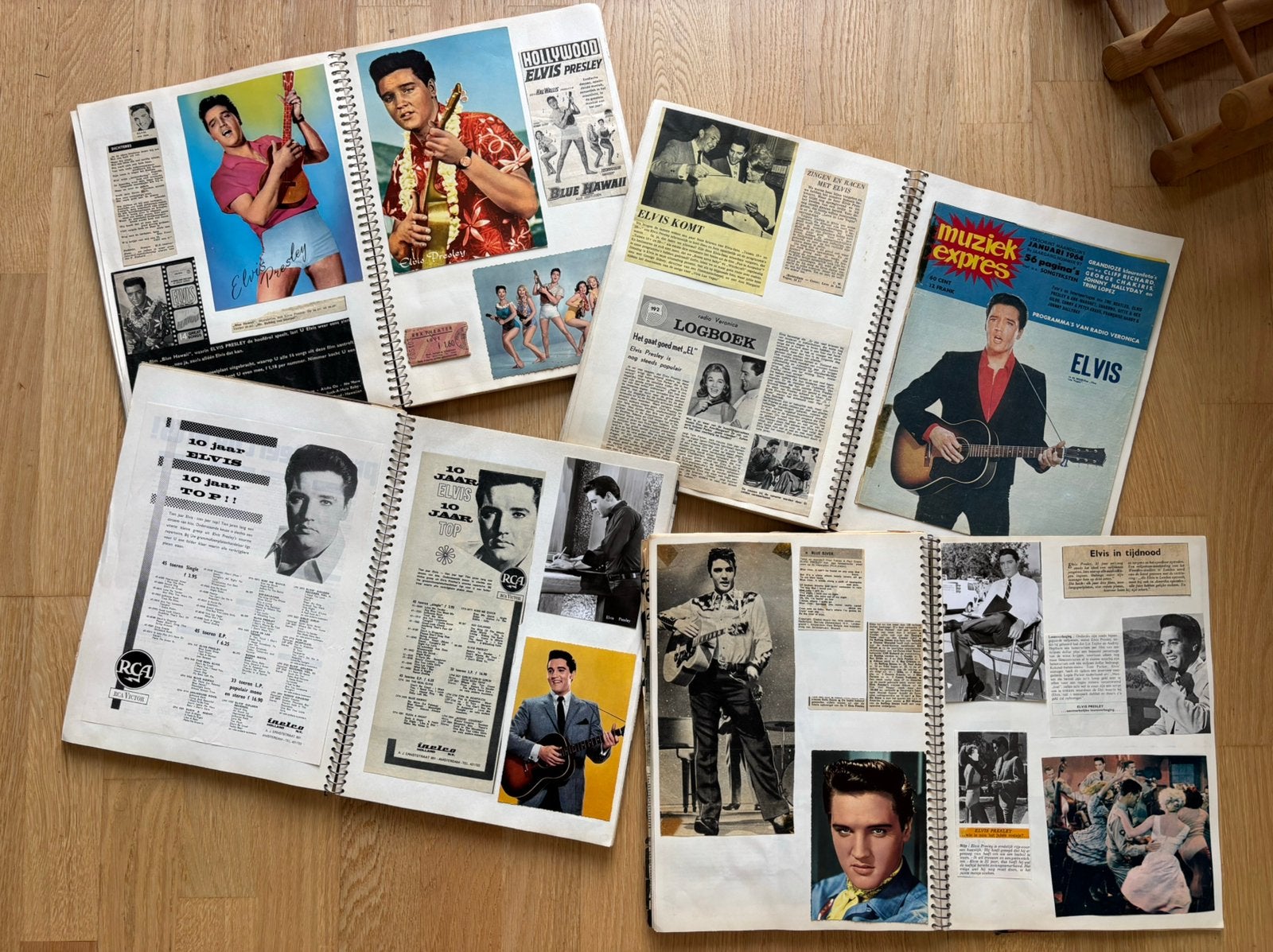 4 plakboekken vol met Elvis Presley knipsels foto’s e.d., Verzamelen, Ophalen of Verzenden