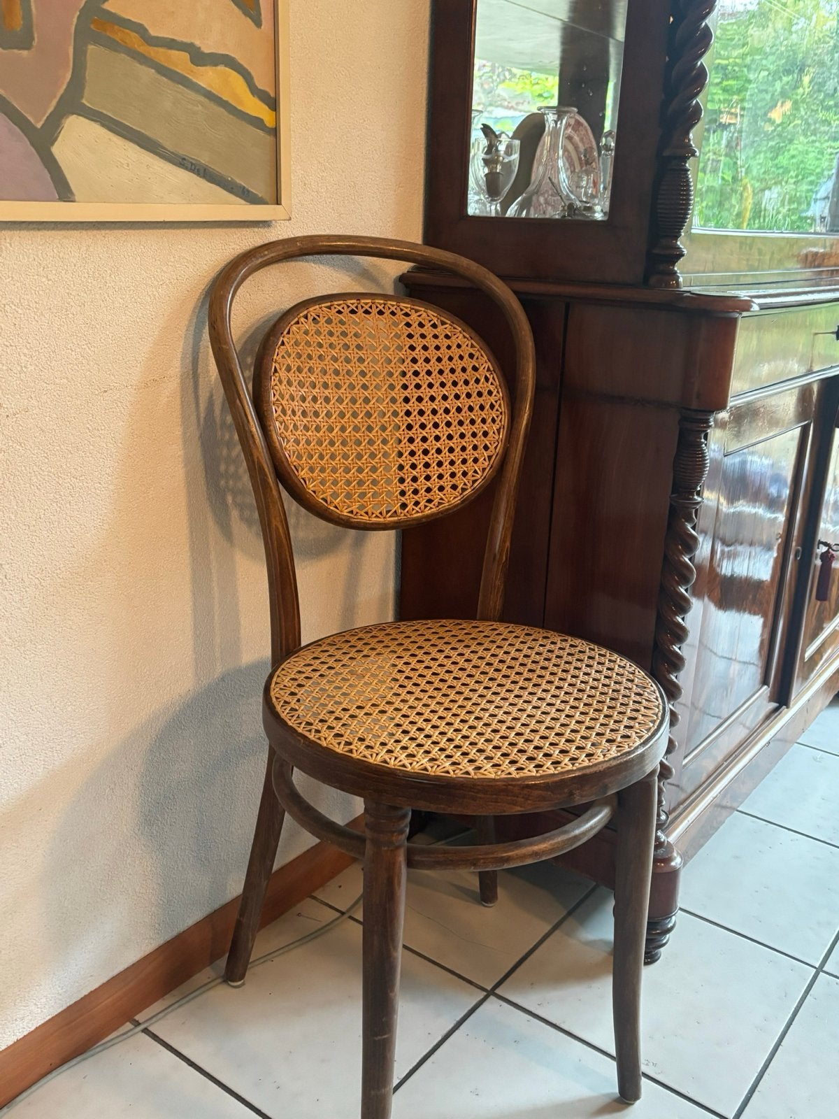 Thonet stoel met rotan zitting en rugleuning, Ophalen