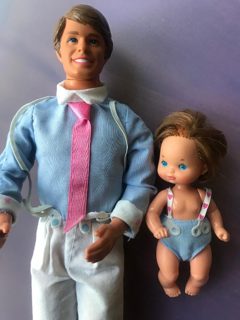 Barbie Heart Family vader en zoon uit de jaren 80, Ophalen of Verzenden, Gebruikt, Fashion Doll