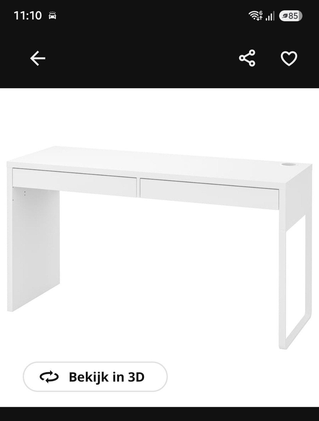 Wit bureau!, Ophalen, Zo goed als nieuw, 50 tot 100 cm, 150 tot 200 cm