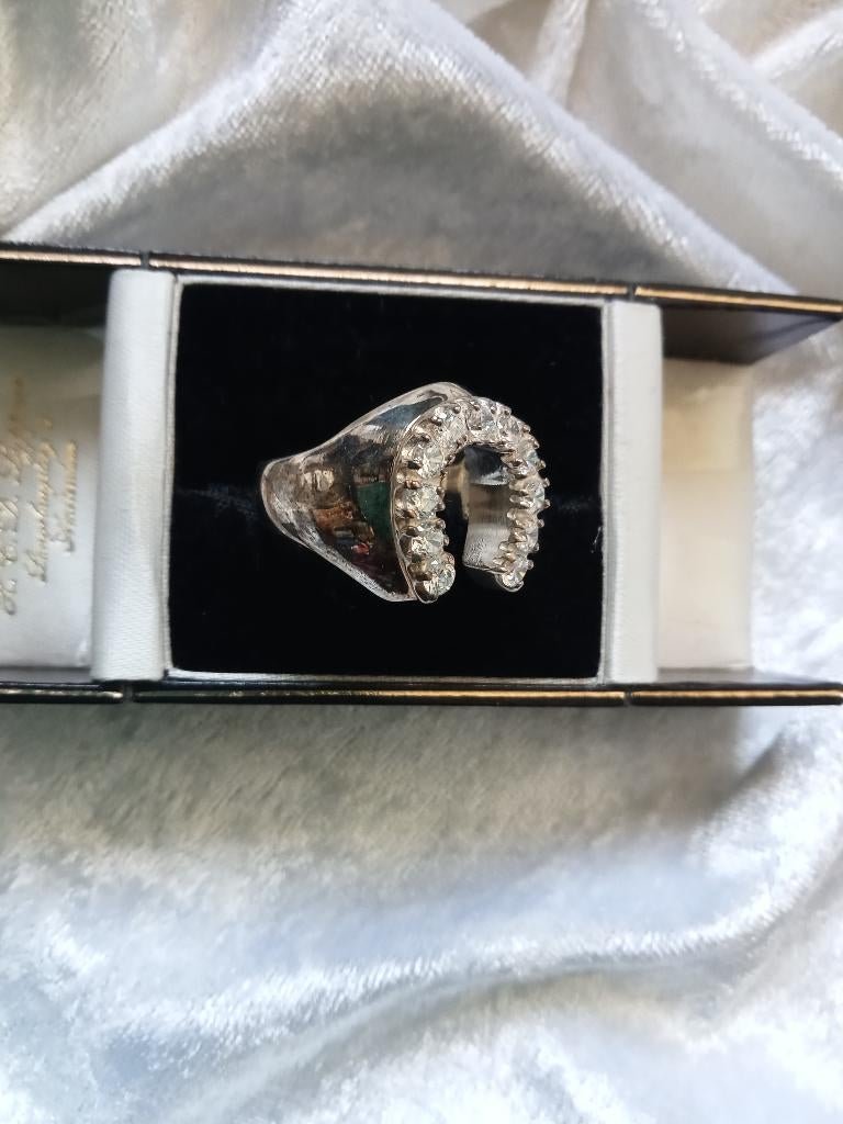 Mooie Zilveren Ring met Bergkristallen - Geluks Hoefijzer, Verzenden, Zilver, Ring, Met edelsteen