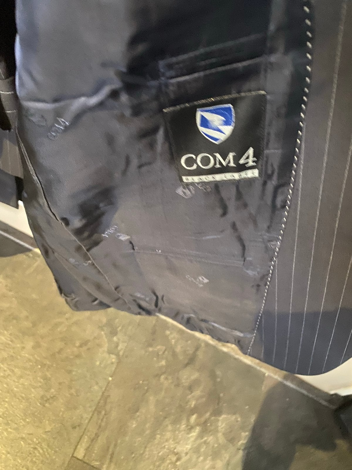 Blauw krijtstreep kostuum - Broek maat 26, jasje 79cm, Kleding | Heren, Ophalen of Verzenden, Gedragen, Overige maten, Blauw