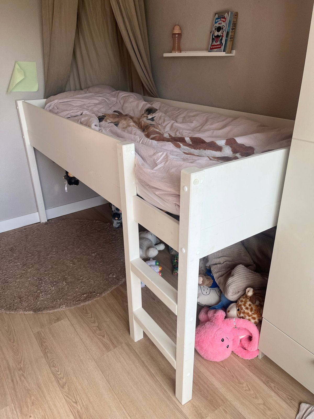 Halfhoogslaper Charlie (90x200 cm) - Wit, Ophalen, 85 tot 100 cm, Gebruikt, Hoogslaper of Stapelbed