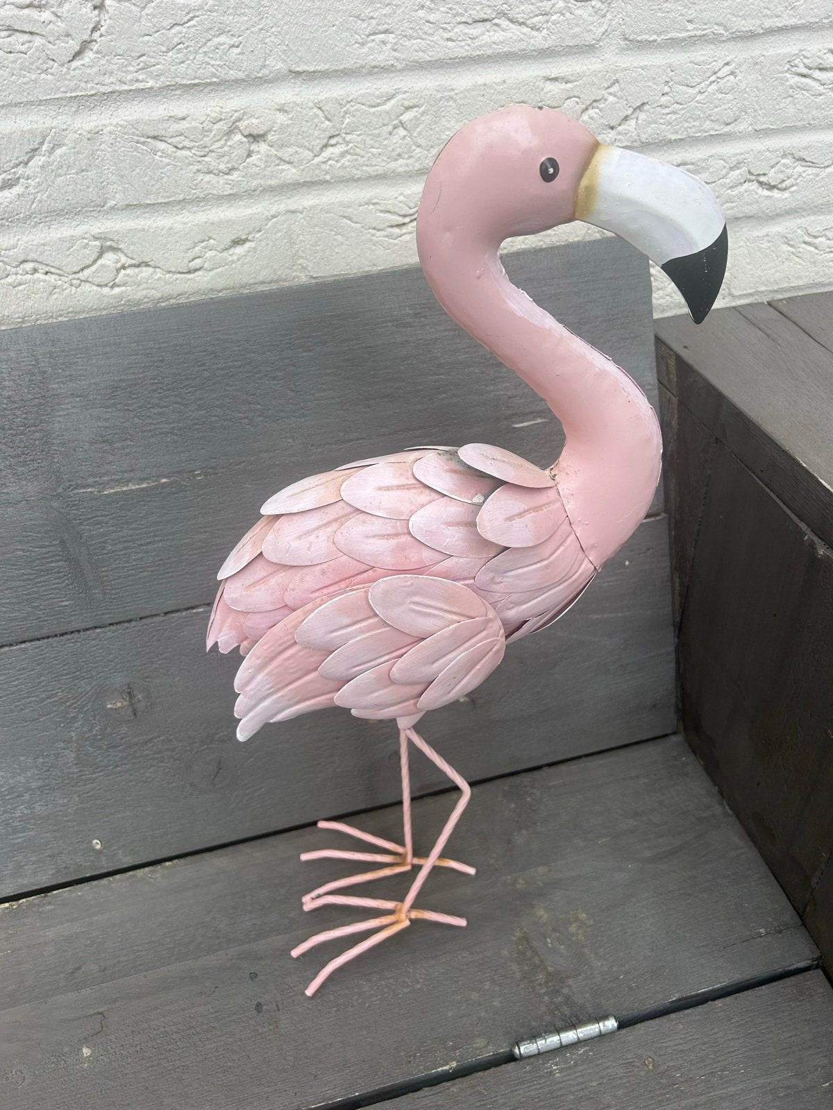 Roze metalen flamingo decoratie, Ophalen, Zo goed als nieuw