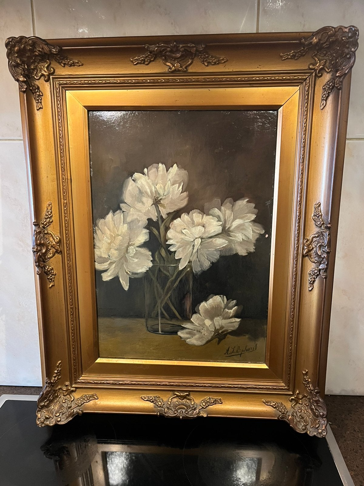Antiek olieverf bloemen schilderij, Antiek en Kunst, Ophalen