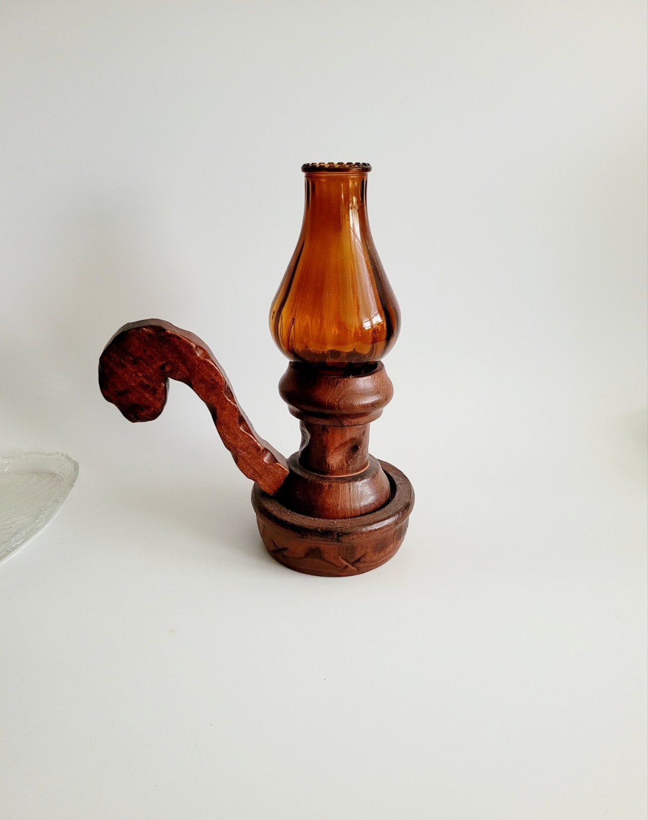 vintage lamp kandelaar kaarsenstandaard, Ophalen of Verzenden, Glas