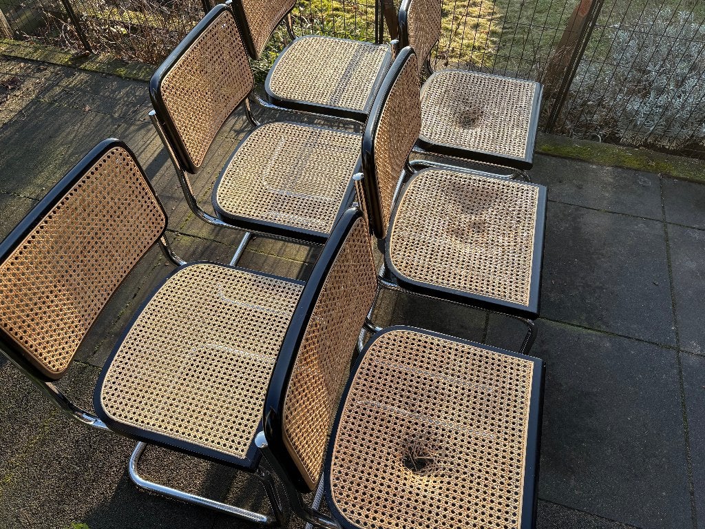 Thonet S32V stoel look-a-like zwart zonder leuning 3x, Ophalen, Chroom, Overige materialen, Gebruikt