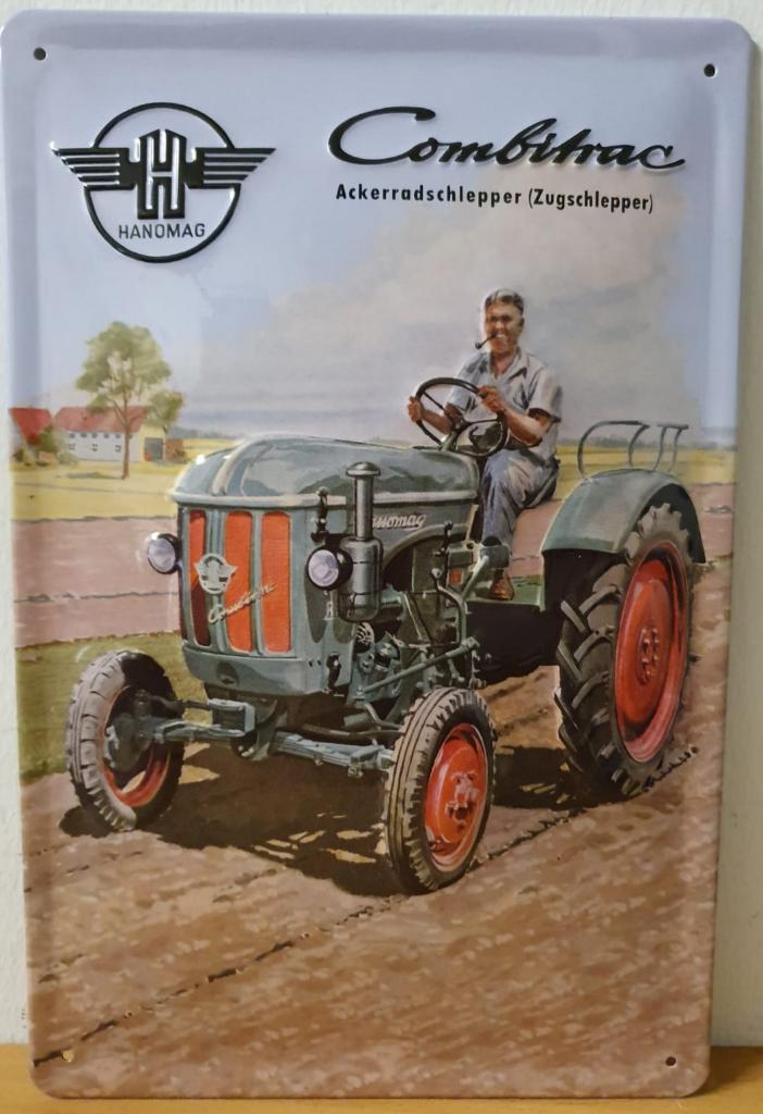 Hanomag Combitrac tractor relief reclamebord van metaal deco, Reclamebord, Info@deconoord.nl, Deco Noord, Nieuw