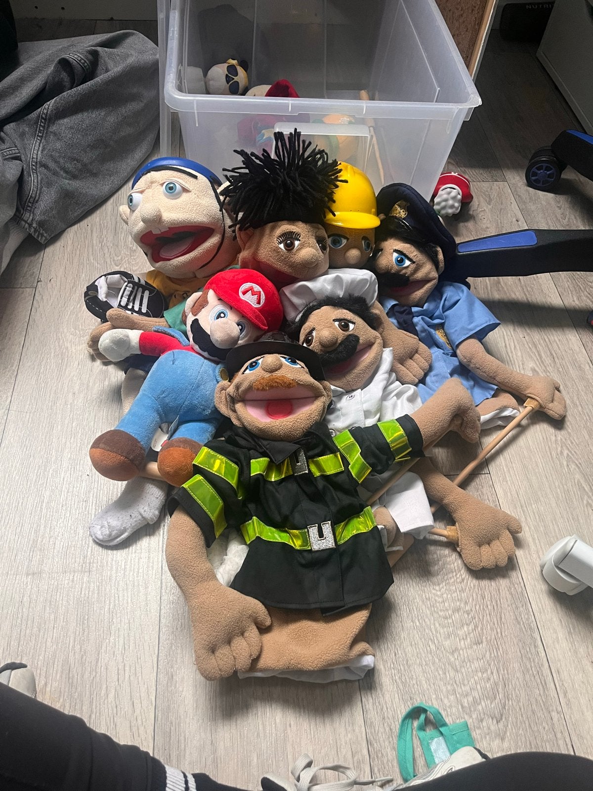 SML Diverse handpoppen  - Mario, Jeffy, brandweerman en meer, Ophalen of Verzenden, Gebruikt