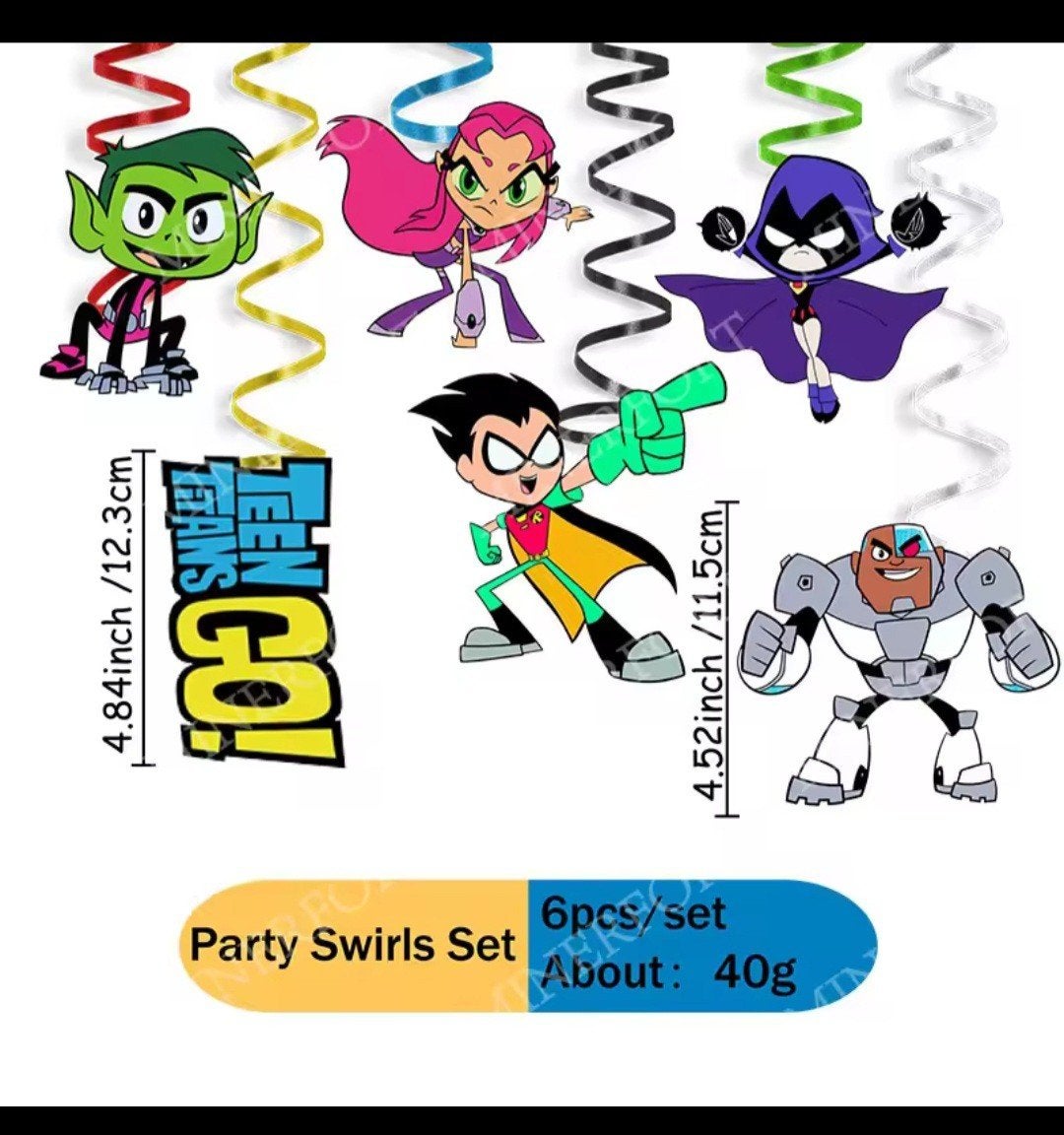 Nieuwe Teen Titans Go! Feestdecoratie Swirls (6 stuks), Ophalen, Nieuw, Versiering, Verjaardag