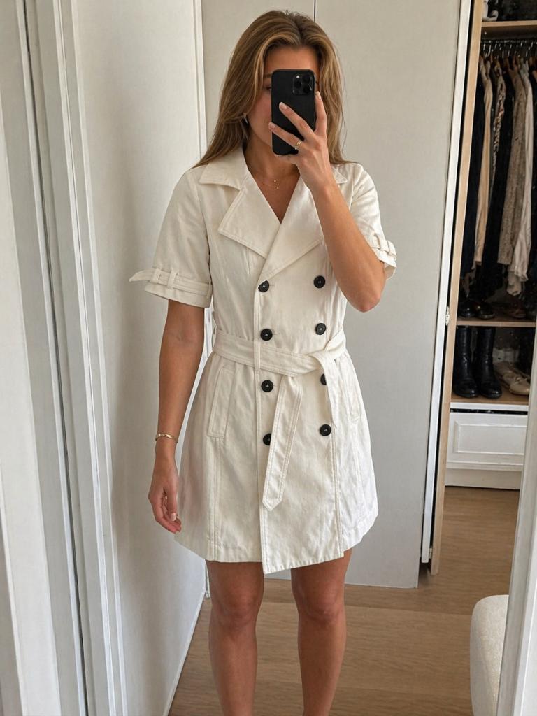 Leuke Paule Ka trenchjurk offwhite katoen 36, Kleding | Dames, Paule Ka, Verzenden, Wit, Maat 36 (S)